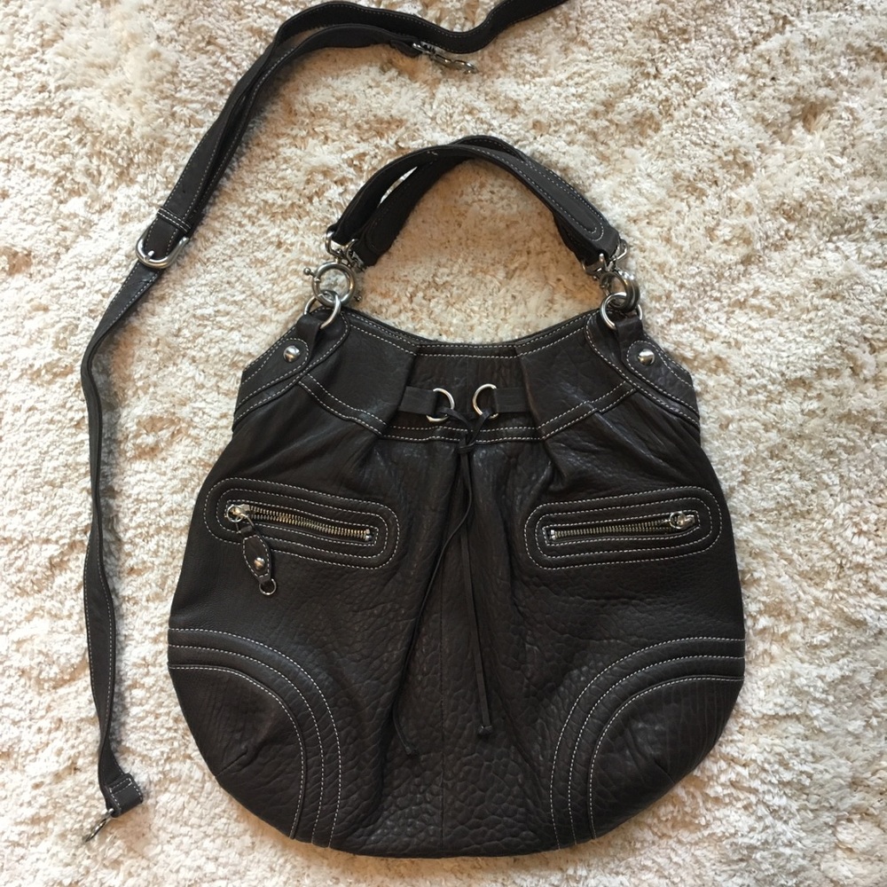 Hype dark brown leather hobo bag